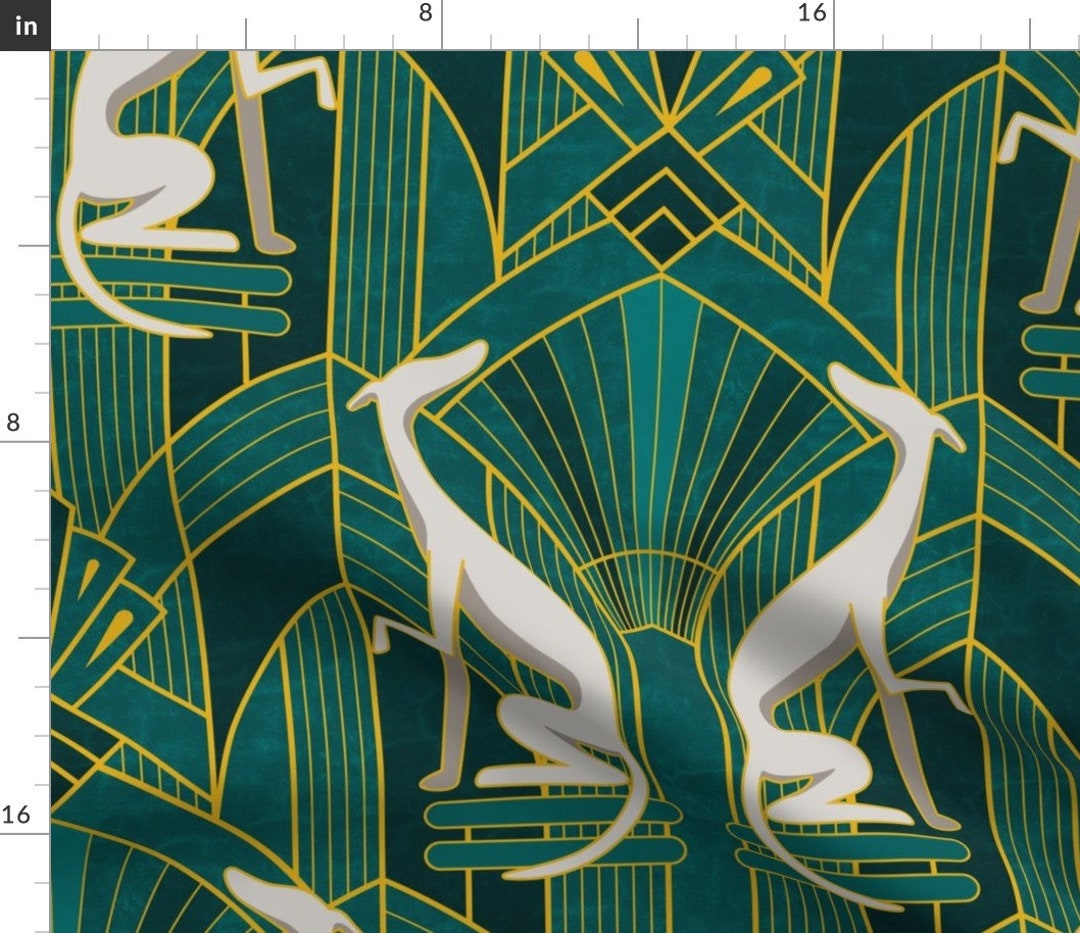 Greyhounds Fabric Art Deco by Mia_valdez 1920s Gatsby - Etsy
