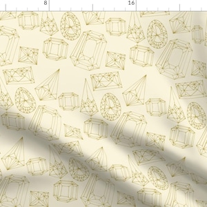 Gemstone Fabric - Gemstones Gold Lines By Ceciliamok - Gemstone Gold Lines Ecru Modern Home Decor Cotton Fabric By The Yard With Spoonflower
