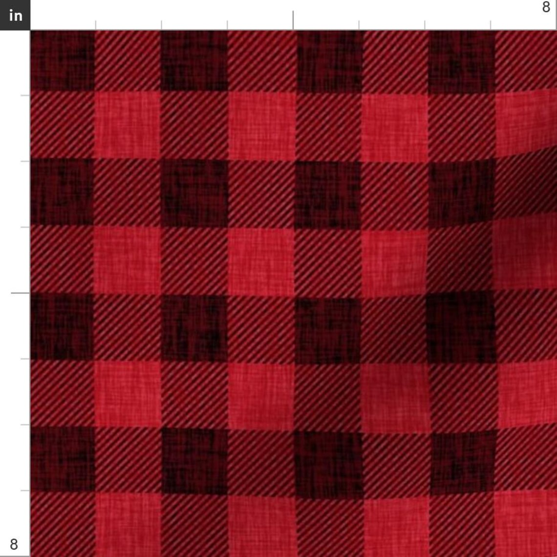 Western Plaid Fabric - Rustic Check - Bright Red by Thecalvarium ...