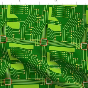 Circuit Fabric - Circuit By Jadegordon - Circuitboard Green Computer Nerd Geek Science Technology Cotton Fabric By The Yard With Spoonflower