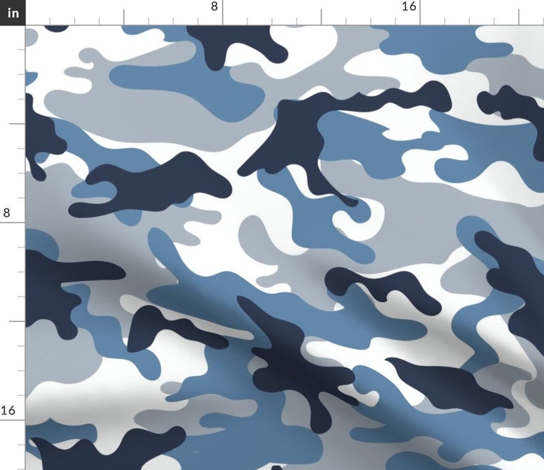 Blue Camouflage Fabric Blue and White Camouflage Pattern by Etsy Canada