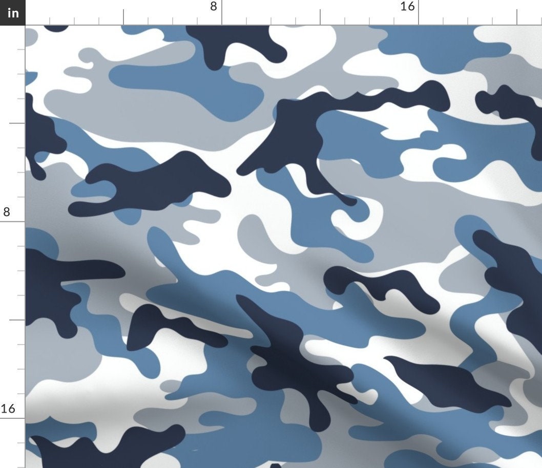 Blue Camouflage Fabric Blue and White Camouflage Pattern by Etsy Canada