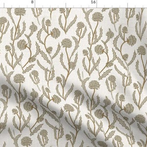 Neutral Thistle Fabric - Thistle by holli_zollinger - Botanical Directional Vintage Style French Botanical Fabric by the Yard by Spoonflower