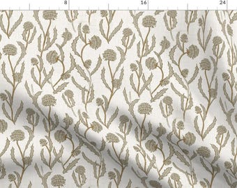 Neutral Thistle Fabric - Thistle by holli_zollinger - Botanical Directional Vintage Style French Botanical Fabric by the Yard by Spoonflower