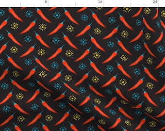 Red Pepper Fabric - Hot Pepper By Vannina - Red Pepper Spicy Food Chile Cotton Fabric By The Yard With Spoonflower