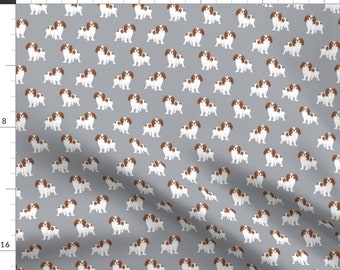 Cavalier Spaniel Fabric - Cavalier King Charles Spaniel Blenheim Dog By Petfriendly - Gray Dog Fabric By The Yard With Spoonflower