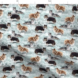 Sheltie Fabric - The Shetland Sheepdog By Elspethrosedesign - Blue White Brown Dog Breeds Pets Cotton Fabric By The Yard With Spoonflower