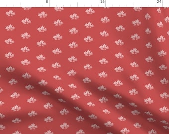 Maple Leaf Fabric - Maple Leaf On Red By Landpenguin - Red and White Canada Cotton Fabric By The Yard With Spoonflower
