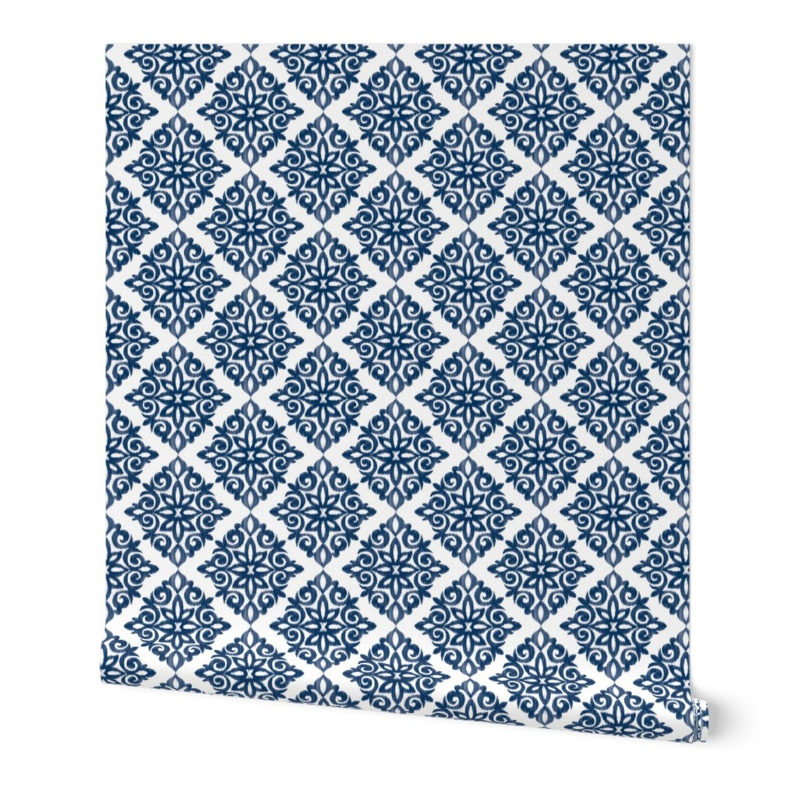 Modern Blue Damask Wallpaper Modern Damask in Blue by Etsy