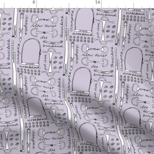 Purple Equestrian Horse Fabric - Bridle Bits Lavender By Ragan - Equestrian Cotton Fabric By The Yard With Spoonflower