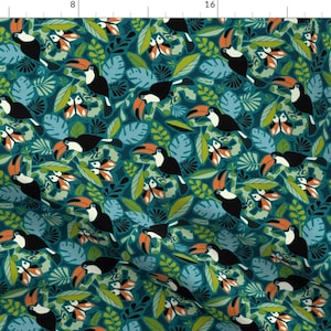 Rainforest Fabric - Toucan Tropics - Rainforest Jungle Birds By Heatherdutton - Tropical Jungle Cotton Fabric By The Yard With Spoonflower