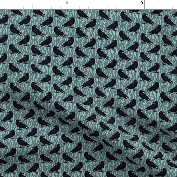 Crow Fabric - As The Crow Flies By Keweenawchris Literature Bird Raven Blackbird Halloween - Cotton Fabric By The Yard With Spoonflower