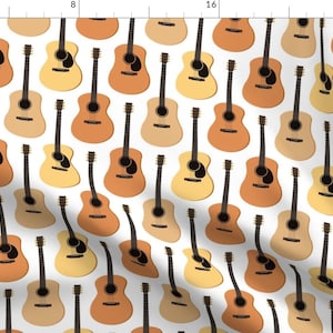 Guitar Fabric - Acoustic Guitars By Jannasalak - Guitar Music Musician Instrument Rock Country Cotton Fabric By The Yard With Spoonflower