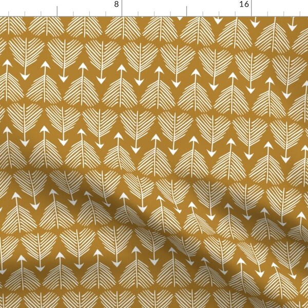 Triabl Arrow Fabric - Good Shot (Mustard) By Nouveau Bohemian - Native American Cotton Fabric By The Yard With Spoonflower