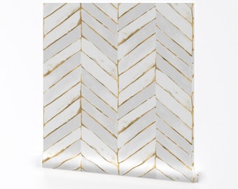 Glam Chevron Wallpaper - Chevron Painterly van crystal_walen - Herringbone White Oversized verwijderbare Peel and Stick Wallpaper van Spoonflower