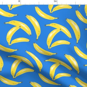 Bananas Fabric - Bananas On Dark Blue By Tarareed - Modern Banana Fruit Breakfast Cotton Fabric By The Yard With Spoonflower