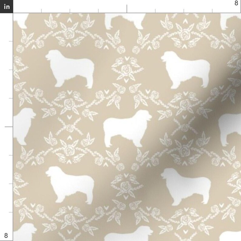 Australian Shepherd Fabric - Australian Shepherd Florals By Petfriendly- Floral Silhouette Dog Cotton Fabric By The Yard With Spoonflower afbeelding 3