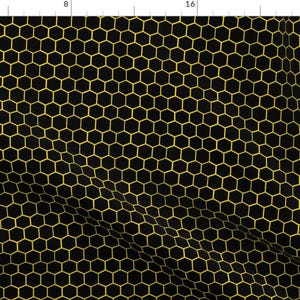 Honey Fabric - Black And Yellow Beehive Honeycomb Hexagon Geometric Bee Entomology By Bohobear - Cotton Fabric By The Yard With Spoonflower
