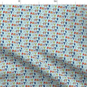 Pawty Fabric - It&#39;s My Party - Multi On Blue By Littlearrowdesign - Pawty Pet Dog Cat Blue Red Cotton Fabric By The Yard With Spoonflower