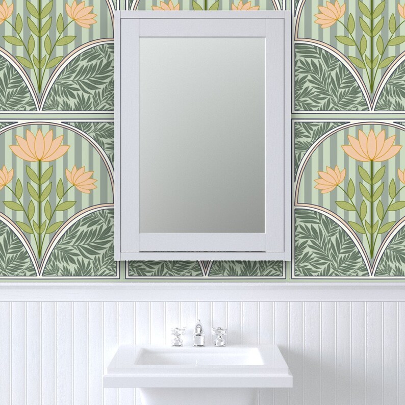 Nouveaudc Floral Wallpaper Floral Art Nouveau By Kerri Lisa Nouveau Custom Printed Removable Self Adhesive Wallpaper Roll by Spoonflower image 8