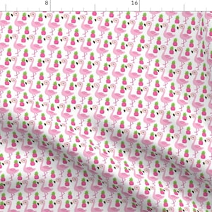 Pink Flamingos and Pineapples Fabric - Flamingos By Snapdragonandfinn - Pink Tropical Summer Cotton Fabric By The Yard With Spoonflower