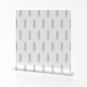 Clothespin Wallpaper - Slate Gray Clothespin By Ali*B - Gray Clothespin Custom Printed Removable Self Adhesive Wallpaper Roll by Spoonflower