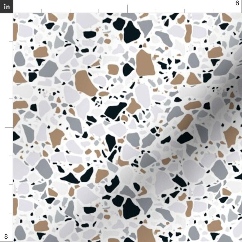 Terrrazo Fabric - Terrazzo Stone On White Medium Scale By Sylviaoh - Stone Modern Home Decor Tan Cotton Fabric By The Yard With Spoonflower image 3