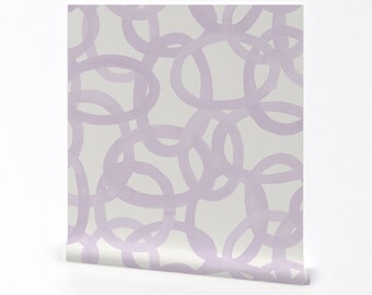 Lavender Loops Wallpaper - Lilac Circles by danika_herrick - Purple Circles Painterly Link Removable Peel and Stick Wallpaper by Spoonflower