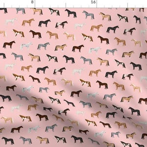 Horse Fabric - Horse Coats Horse Breeds Fabrics Pink By Petfriendly - Farm Animal Watercolor Cotton Fabric By The Yard With Spoonflower
