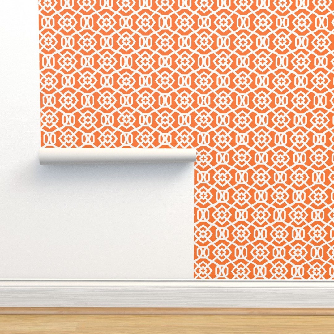 Trellis Wallpaper Moroccan Orange White by - Etsy