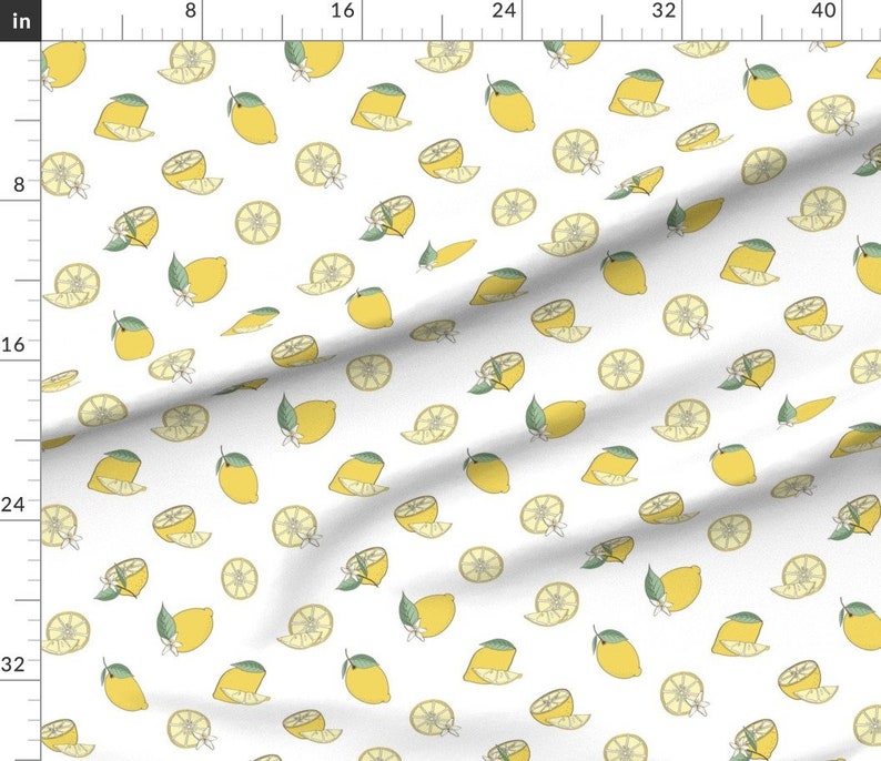 Lemonade Fabric Lemon Fabric Design White Background by Etsy