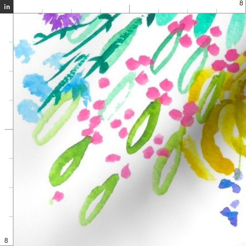 Watercolor Floral Fabric Botanical Sketchbook Large Scale Etsy UK