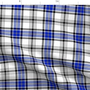 Blue and Black Tartan Fabric - Hannay Tartan, 6&quot; By Weavingmajor - Striped Tartan Fashion Cotton Fabric By The Yard With Spoonflower