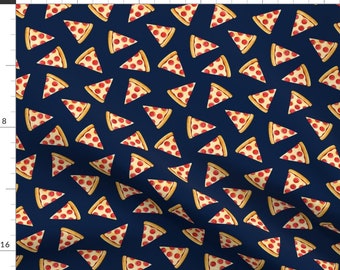 Pizza Slice Food Fabric - (1.75" Scale) Pizza Slice (Navy) Food Fabric C18bs By Littlearrowdesign - Pizza Slice Fabric With Spoonflower