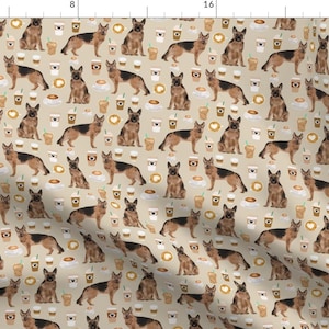 German Shepherd Fabric - Coffee Dog German Shepherd Coffees By Petfriendly - German Shepherd Cafe Cotton Fabric By The Yard With Spoonflower
