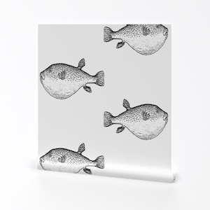 Buffervis verwijderbaar Peel-and-Stick-behang - Blowfish Puffer Fish Blowfish Coastal Chic - Wall Art Wall Decor - Pufferfish van eti_enne
