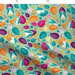 Bunnies Fabric - Busy Easter Bunnies 3 By Selmacardoso - Bunnies Spring Colorful Kid&#39;s Cotton Fabric By The Yard With Spoonflower