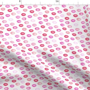 Lips Fabric - Small Scale Smooches - Kisses - Multi Pink By Littlearrowdesign - Love Lips Kiss Cotton Fabric By The Yard With Spoonflower