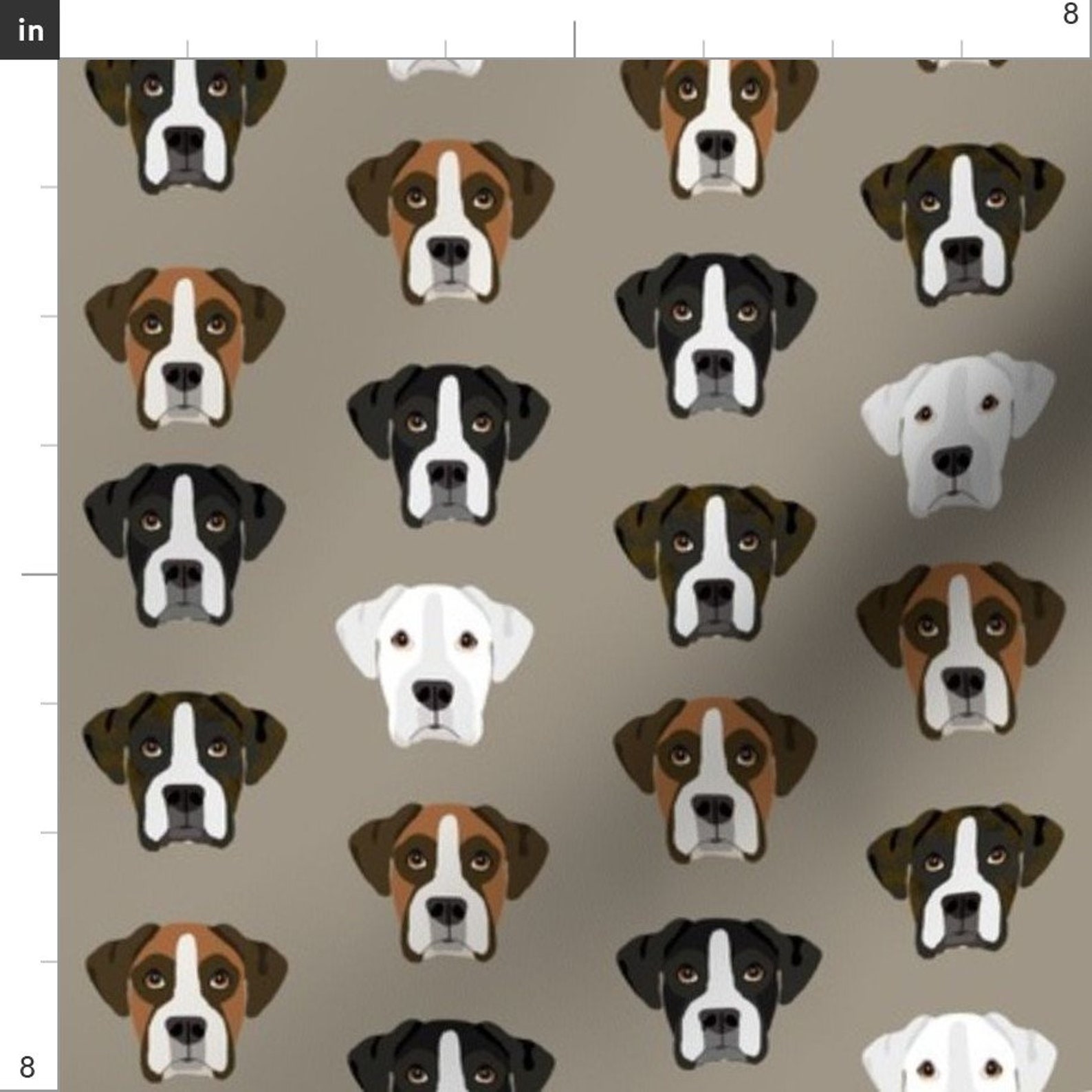 Boxer Fabric Boxer Dog Fabric Boxer Dogs Head Medium Brown Etsy