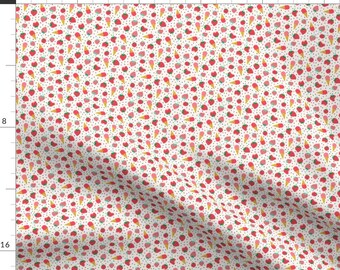 Strawberry Fabric - Strawberry Summer Ice Cream Party Mini By Heleen Vd Thillart - Summer Apparel Cotton Fabric By The Yard With Spoonflower