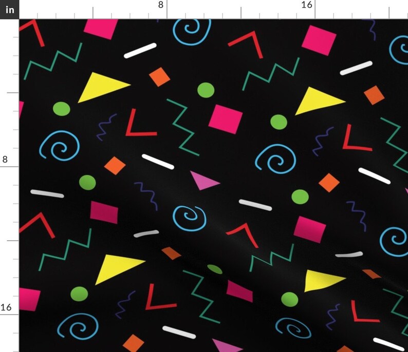 Neon Shapes Fabric Early 90s Confetti Toss by Etsy Canada