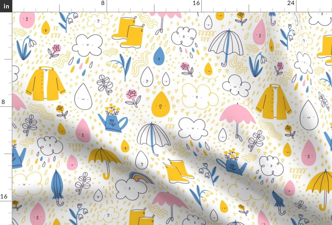 April Showers Spring Rainy Day Fabric - Rainy Spring Pattern by ...