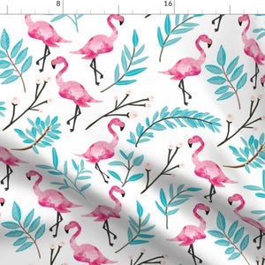 Flamingo Fabric - Pink Flamingos In Shade By Ivieclothco - Flamingo Tropical Palm Leaf Cotton Fabric By The Yard With Spoonflower