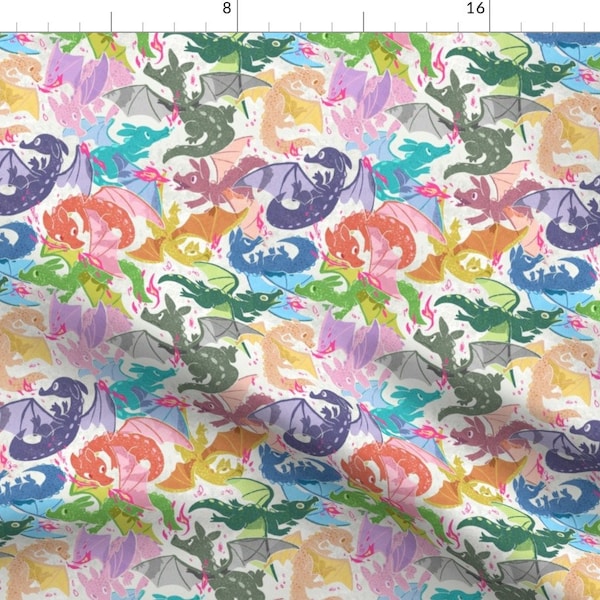Cute Colorful Dragon Fabric - Rainbow Dragons By Morganmudway - Whimsical Fairy Tale Rainbow Baby Cotton Fabric By The Yard With Spoonflower
