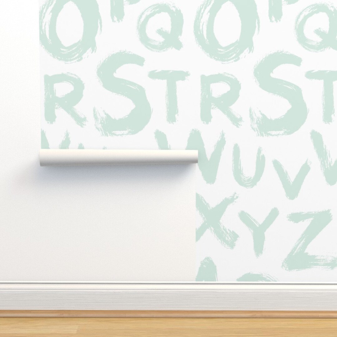 Brush Wallpaper Alphabet Letters Large Mint by Revista - Etsy