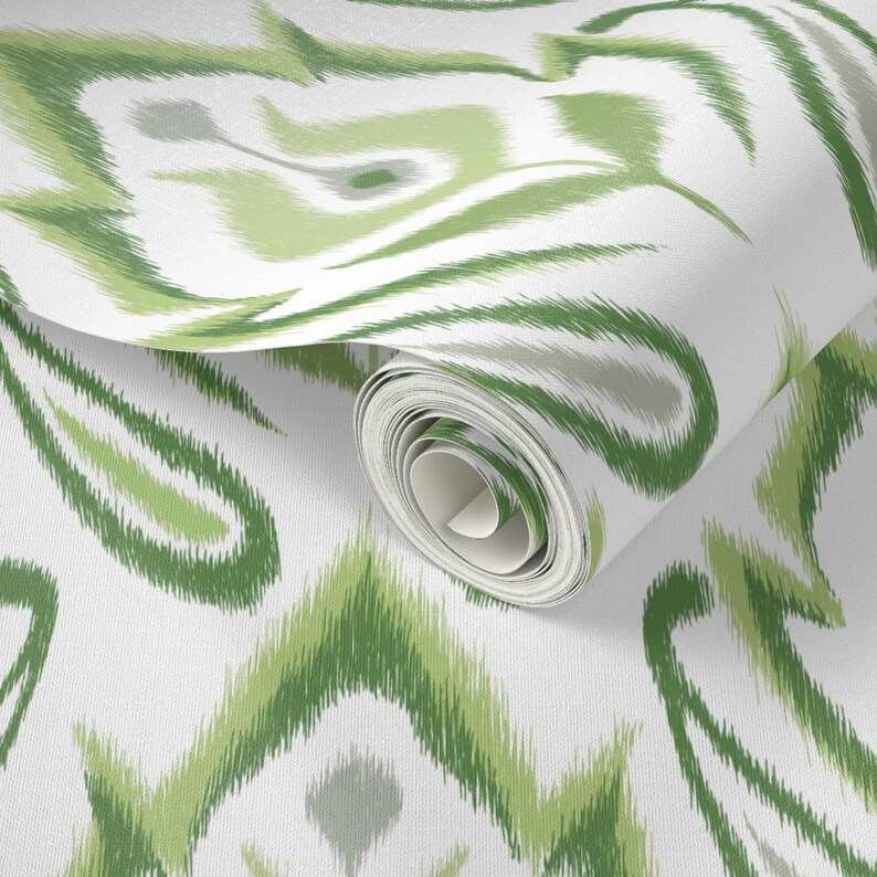 Green Ikat Wallpaper Spearmint Ikat by Pattysloniger Etsy