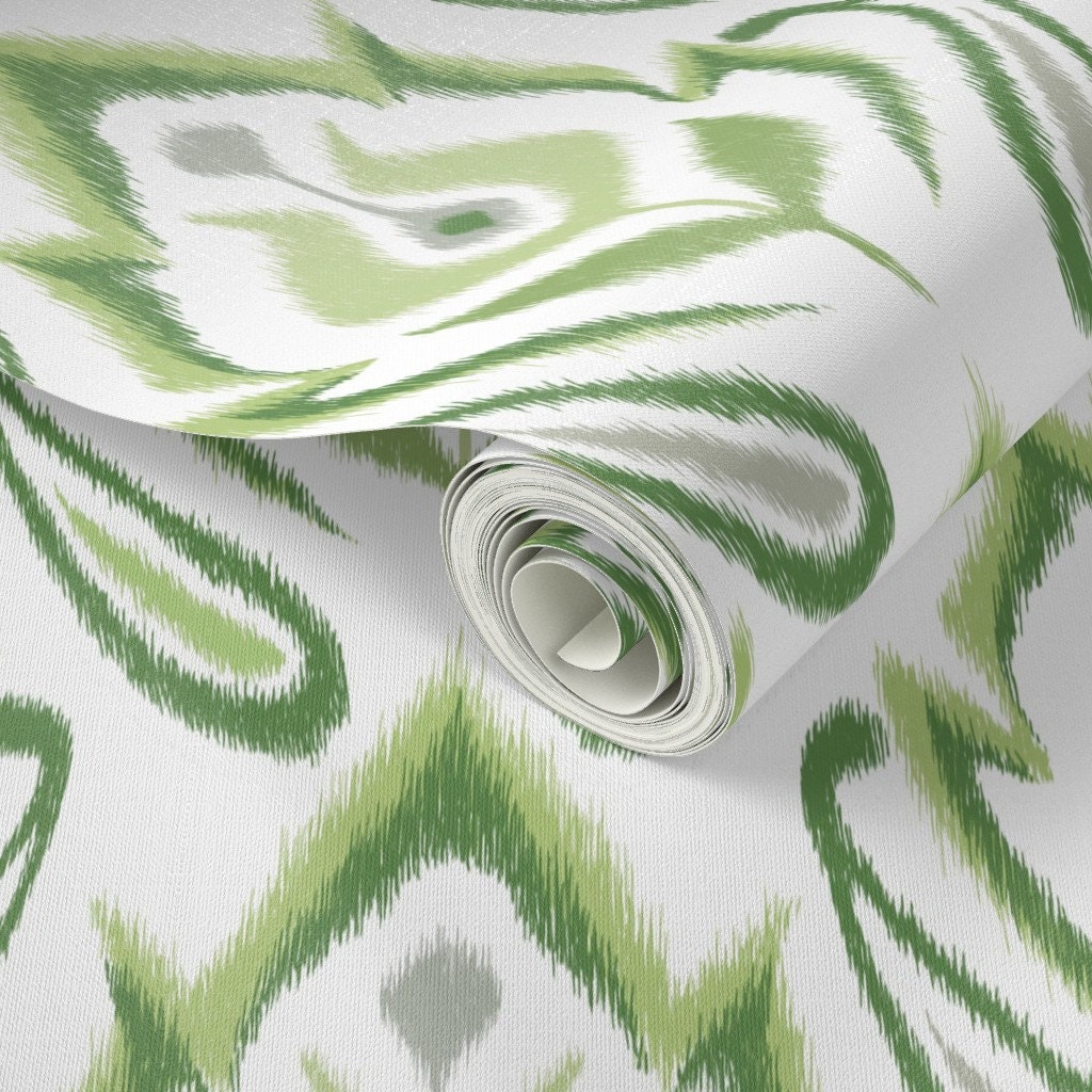 Green Ikat Wallpaper Spearmint Ikat by Pattysloniger - Etsy