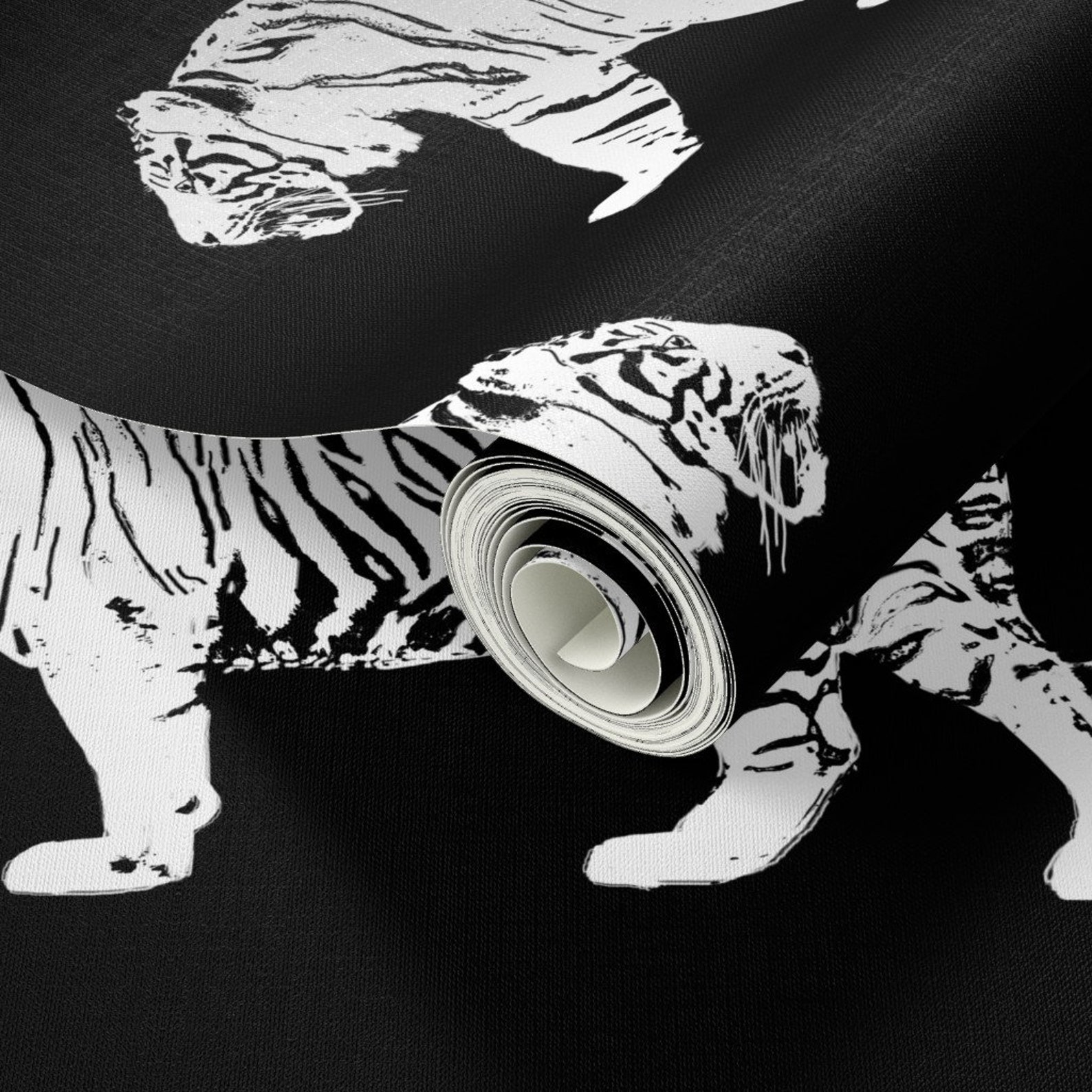 Tiger Wallpaper White Walking Tiger by Eclectic House Etsy