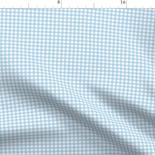 Gingham Fabric - Sky Blue Gingham By Sweetzoeshop - Gingham Sky Blue White Retro Country Decor Cotton Fabric By The Yard With Spoonflower