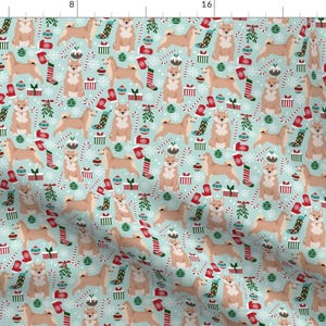 Shiba Inu Fabric - Shiba Inu Dog Christmas Fabrics By Petfriendly - Shiba Inu Dog Breed Presents Cotton Fabric By The Yard With Spoonflower